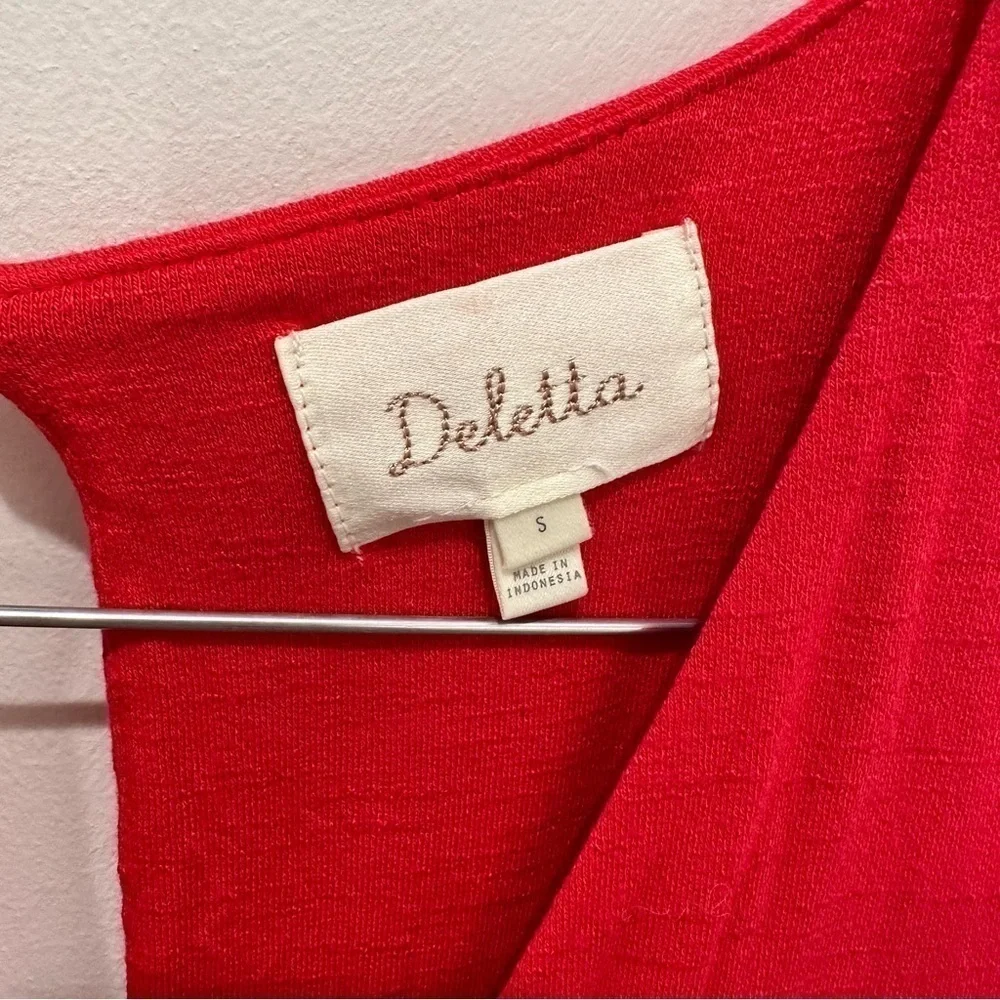 Anthropologie Deletta Red V Neck Faux Wrap Tank Blouse